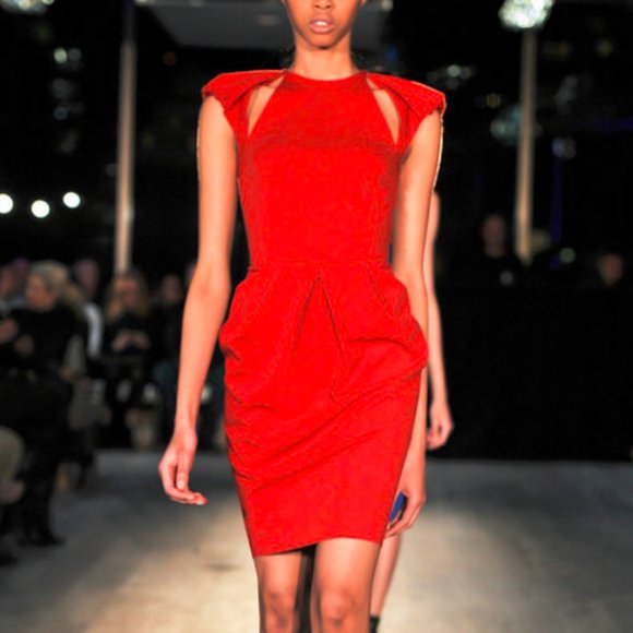 Greta Constantine Zhazha Red Cutout Dress - Picture 1 of 7